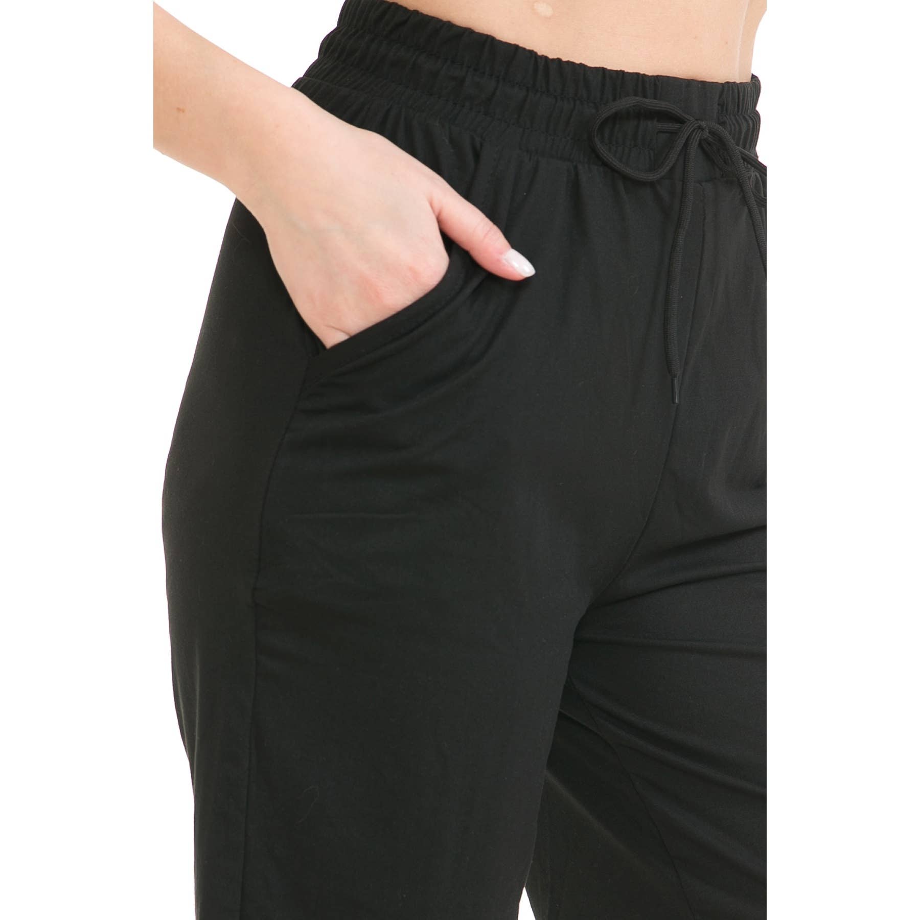 Black Buttery Soft Solid Jogger Shorts with Drawstring