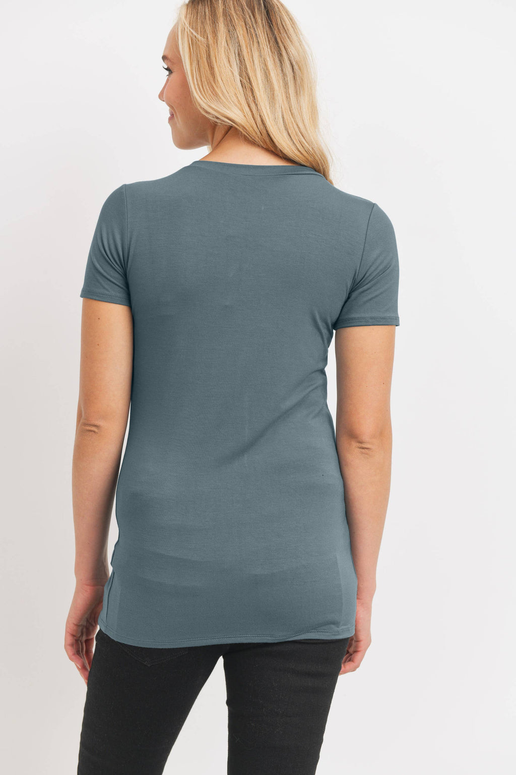 Sea Blue Basic Crew Neck T-Shirt