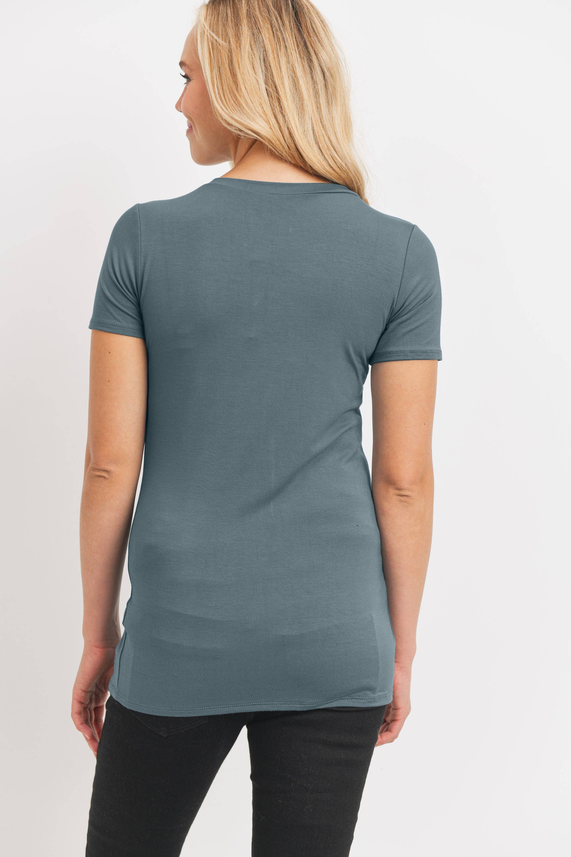 Sea Blue Basic Crew Neck T-Shirt
