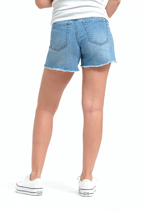 1822 DENIM 5" Maternity Dad Jean Shorts Tall Bellyband in Jocelyn