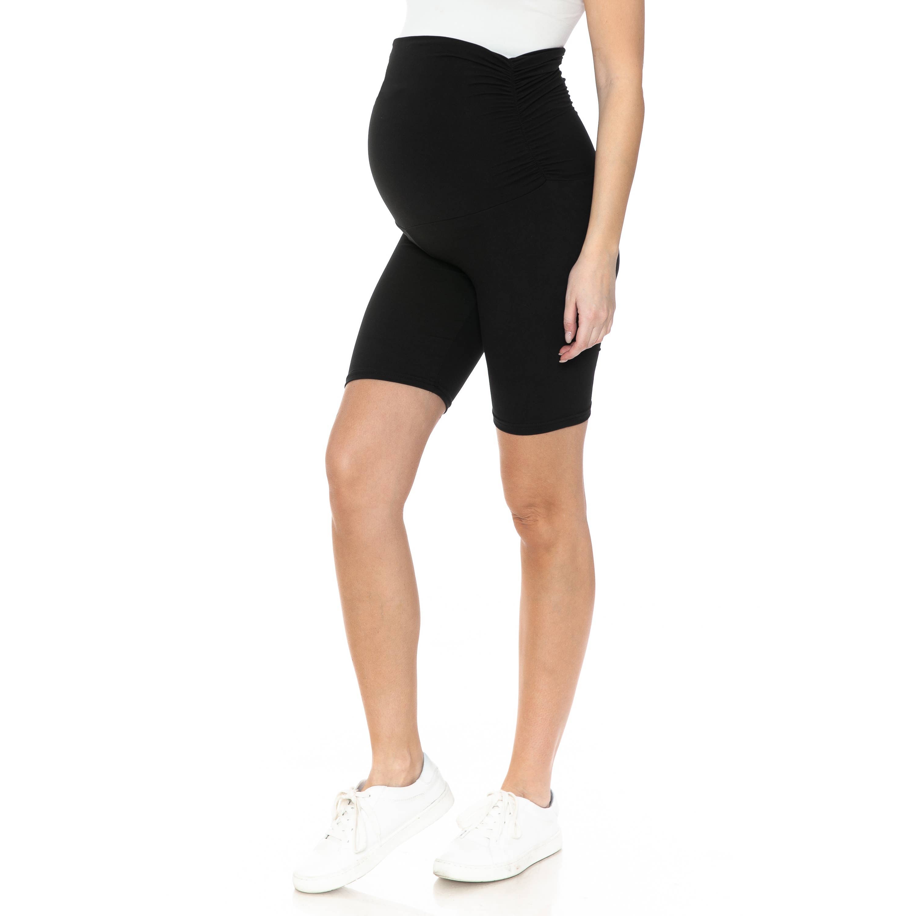Black Buttery Soft Ruched Maternity Shorts