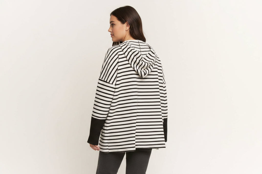 Stripe Hoodie with Kangaroo Pocket (Available in PLUS 1X-3X)