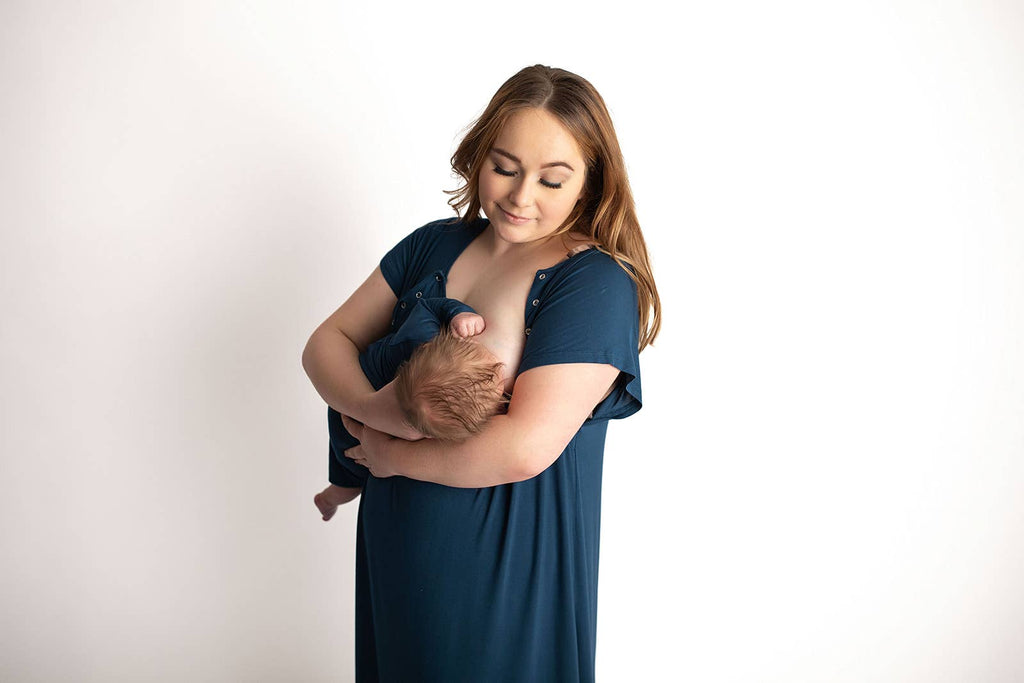 Navy Blue Labor ~ Delivery ~ Nursing Gown