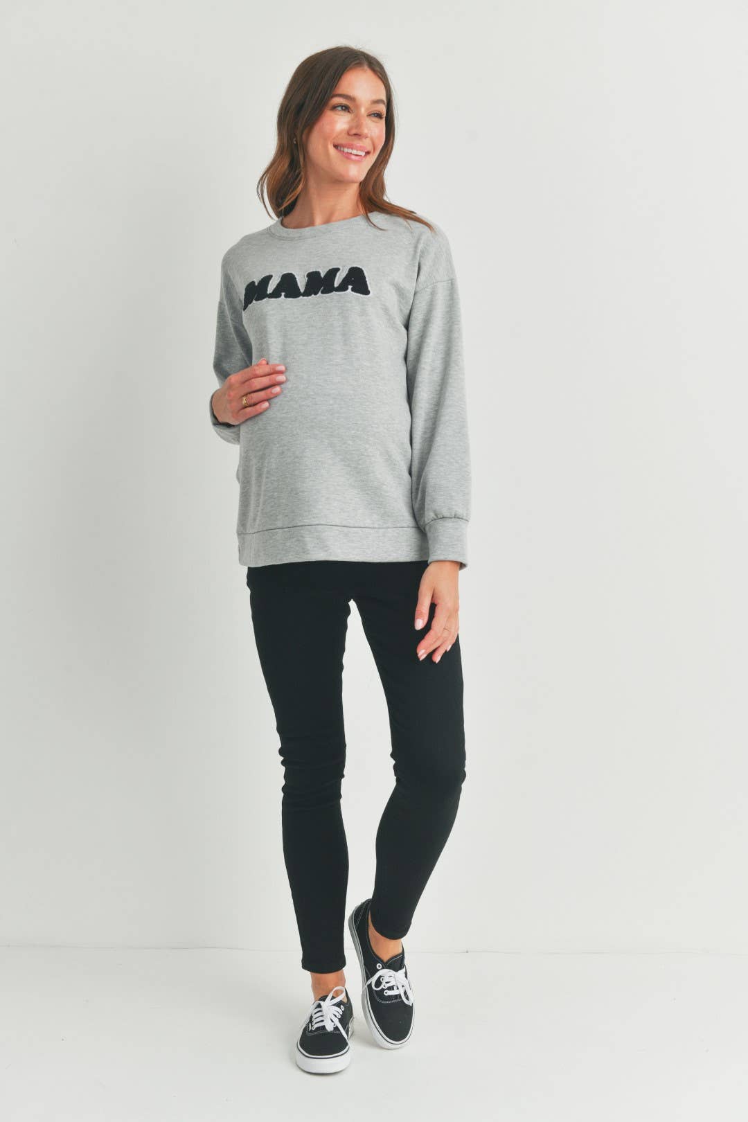 Heather Grey Mama Crewneck Nursing Maternity Gray Pullover Sweatshirt