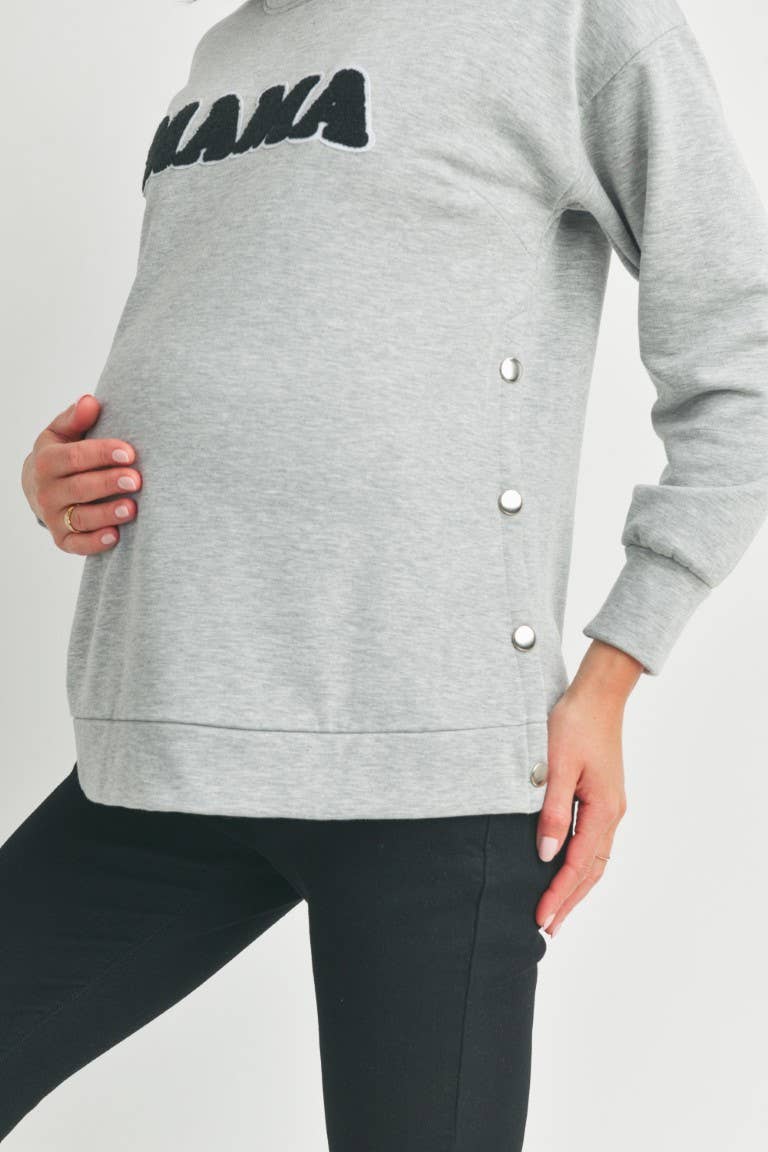 Heather Grey Mama Crewneck Nursing Maternity Gray Pullover Sweatshirt