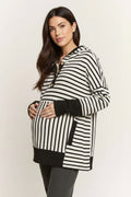 Stripe Hoodie with Kangaroo Pocket (Available in PLUS 1X-3X)
