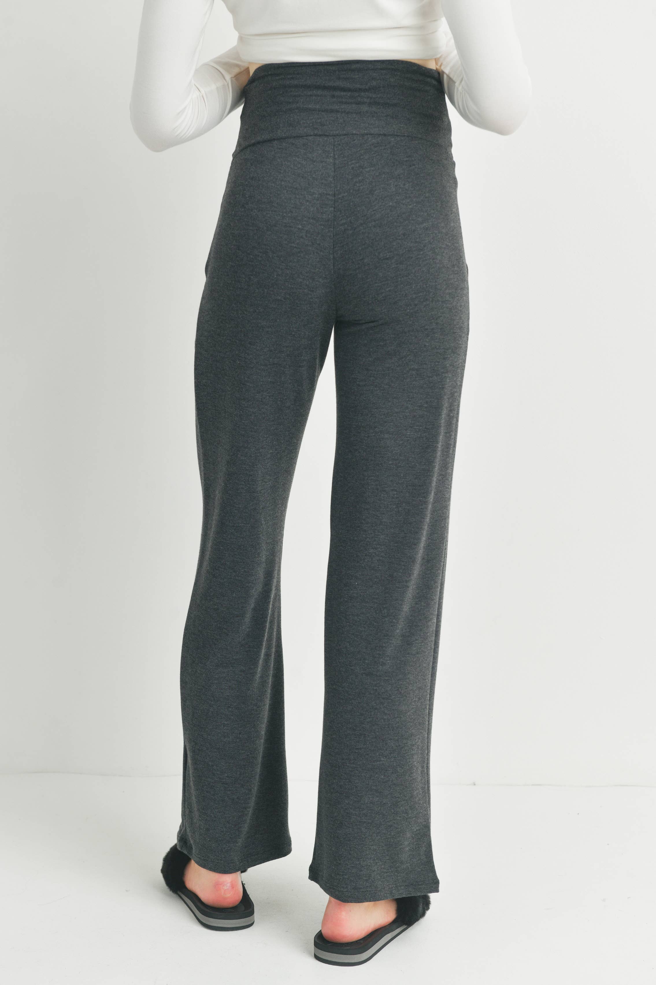 Straight Leg Terry Lounge Pants in Charcoal
