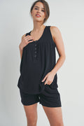 Black French Terry Maternity to Nursing Tank