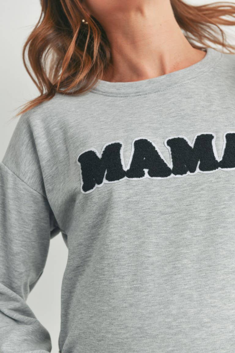 Heather Grey Mama Crewneck Nursing Maternity Gray Pullover Sweatshirt
