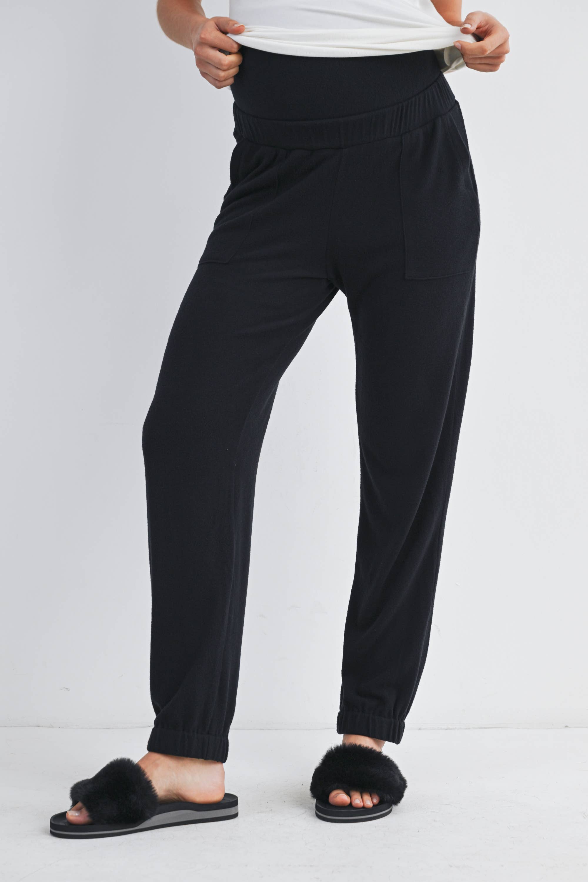 Black Over the Belly Maternity Lounge Pants