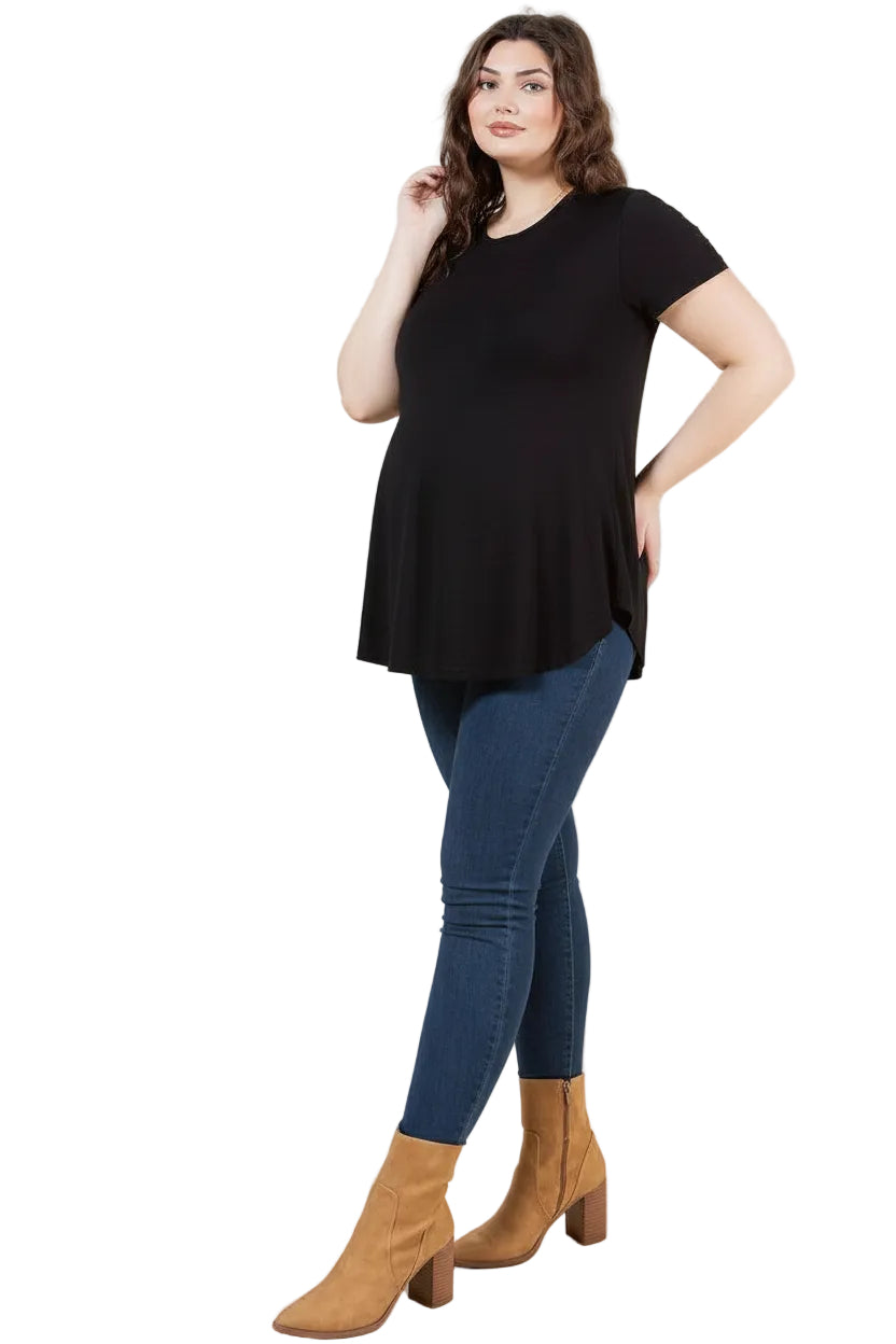 Black Lightweight Flowy Tee S-XXXL