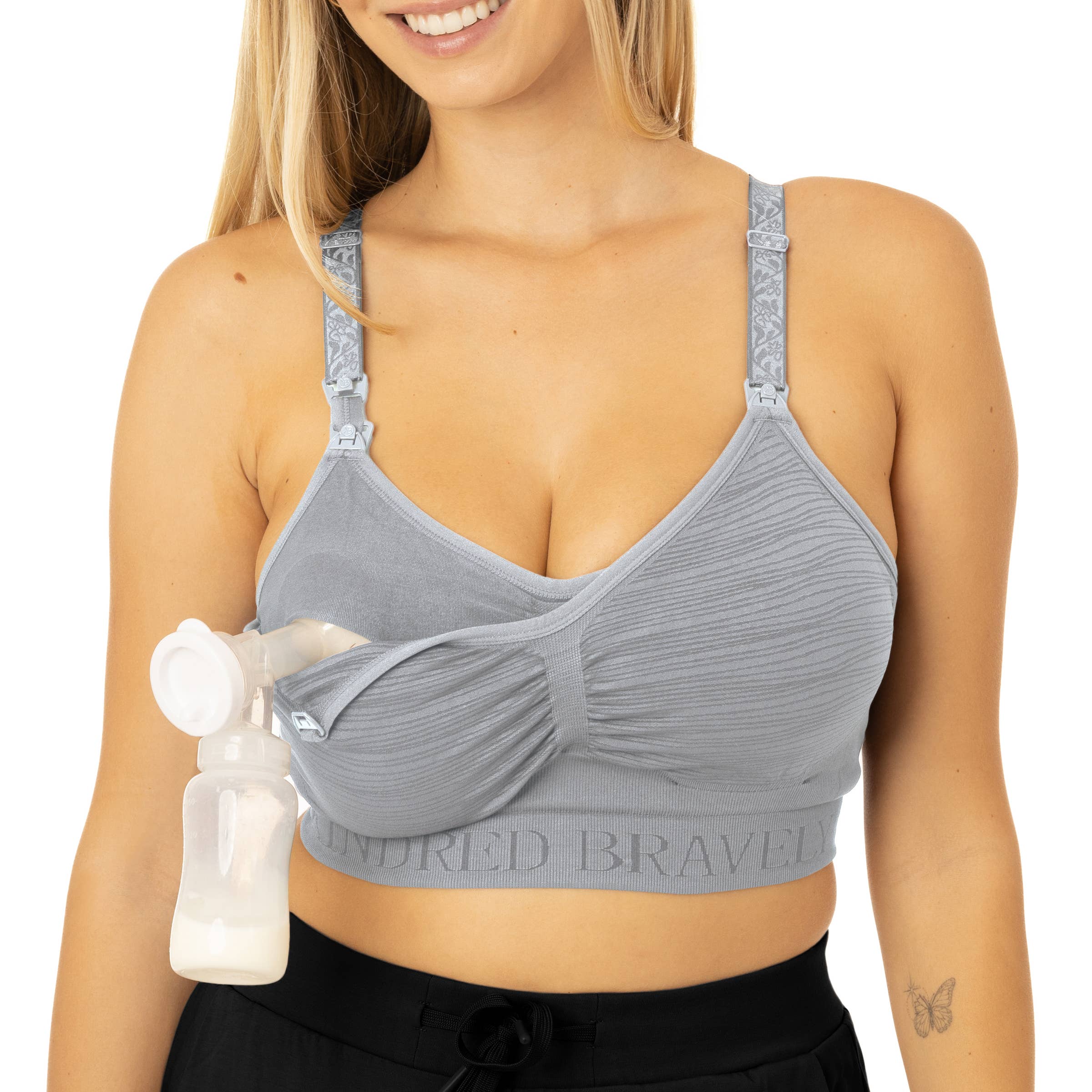 Grey KB Super Busty Sublime® Hands-Free Pumping & Nursing Bra