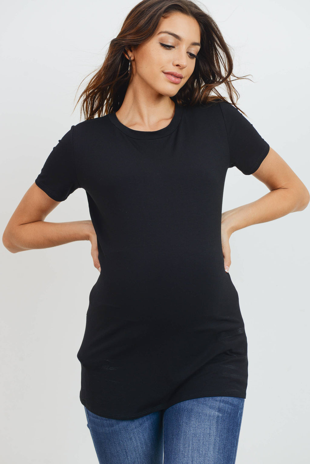 Black Basic Crew Neck T-Shirt