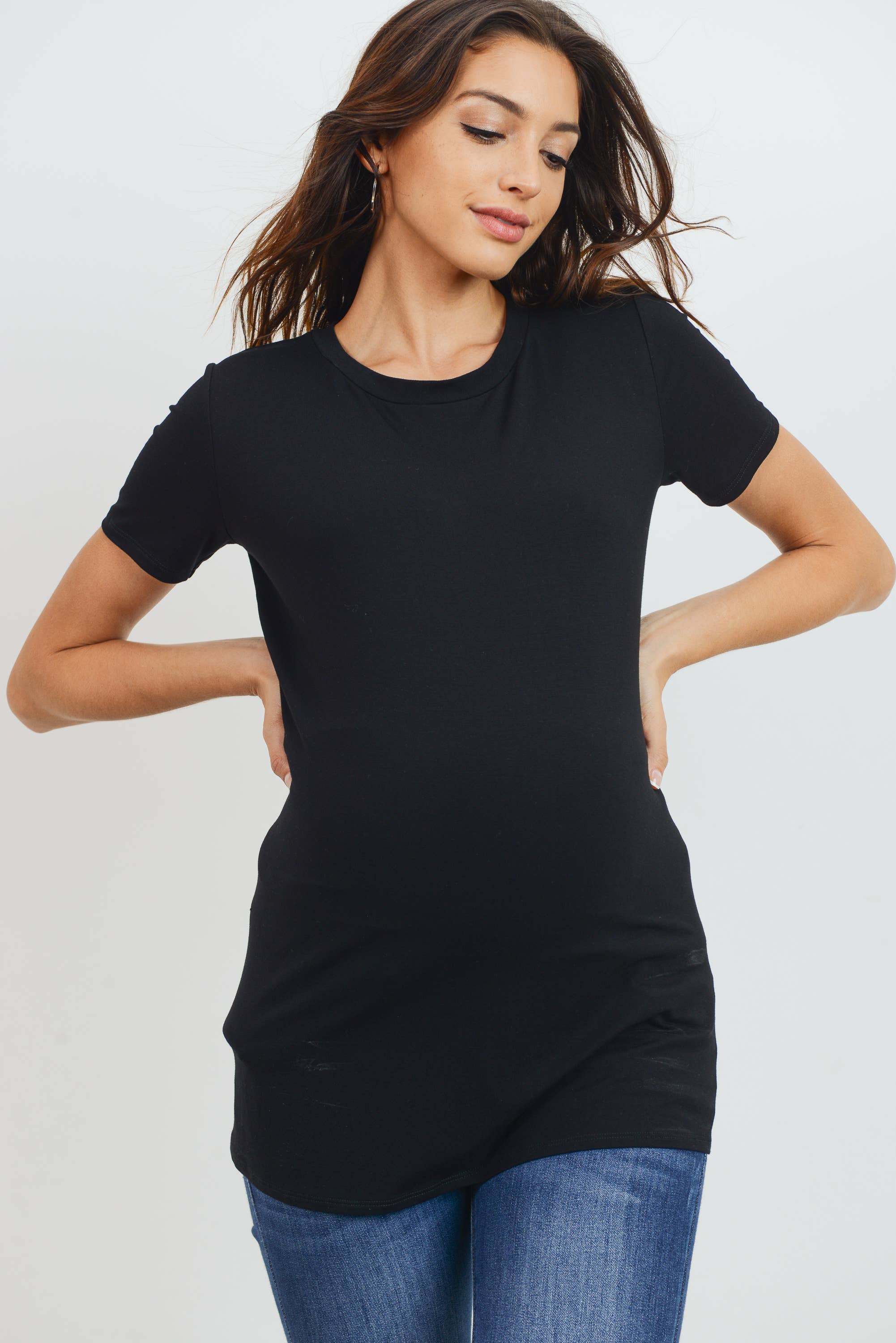 Black Basic Crew Neck T-Shirt