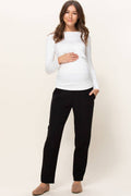 Tapered Maternity Full Panel Ankle Pants Black