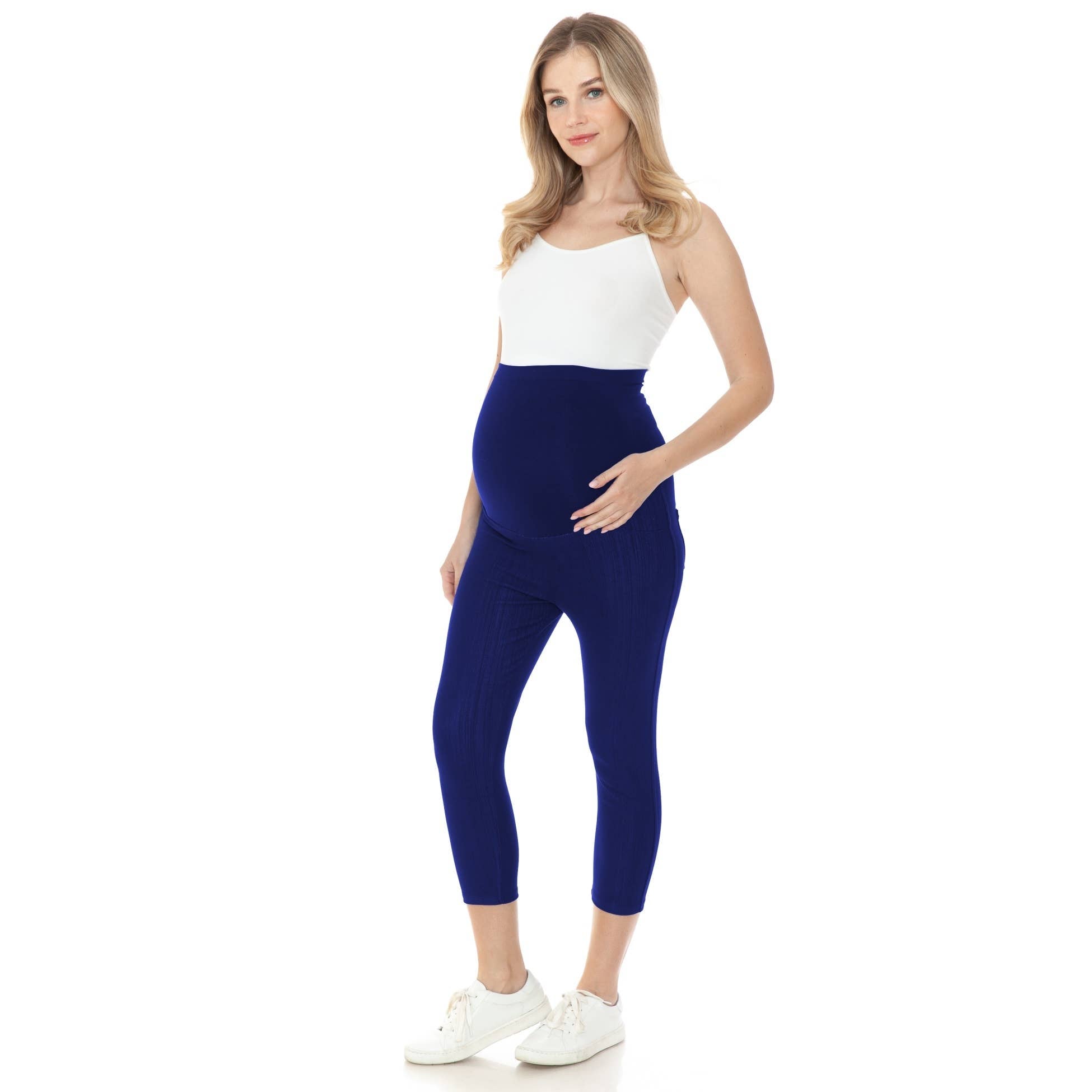 Navy Elastic Waist Band  Maternity 7/8 Jeggings