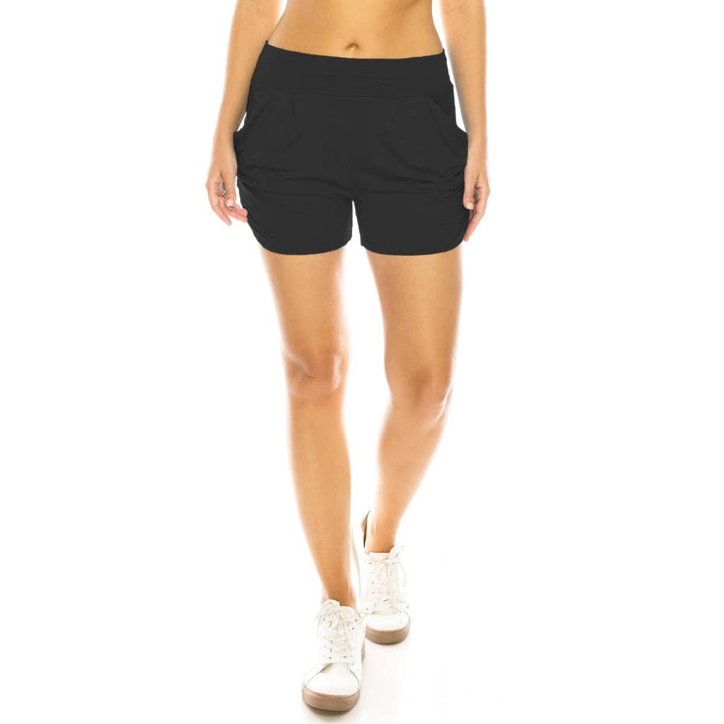 Black Under Belly Buttery Soft Harem Shorts