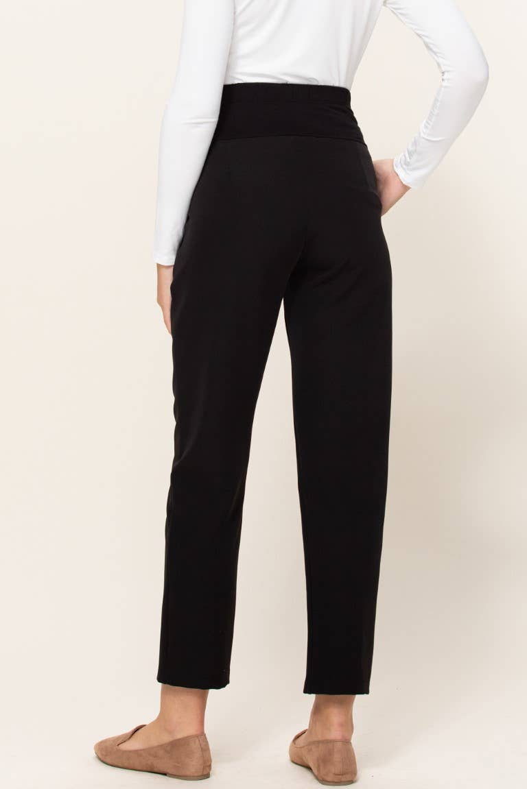 Tapered Maternity Full Panel Ankle Pants Black