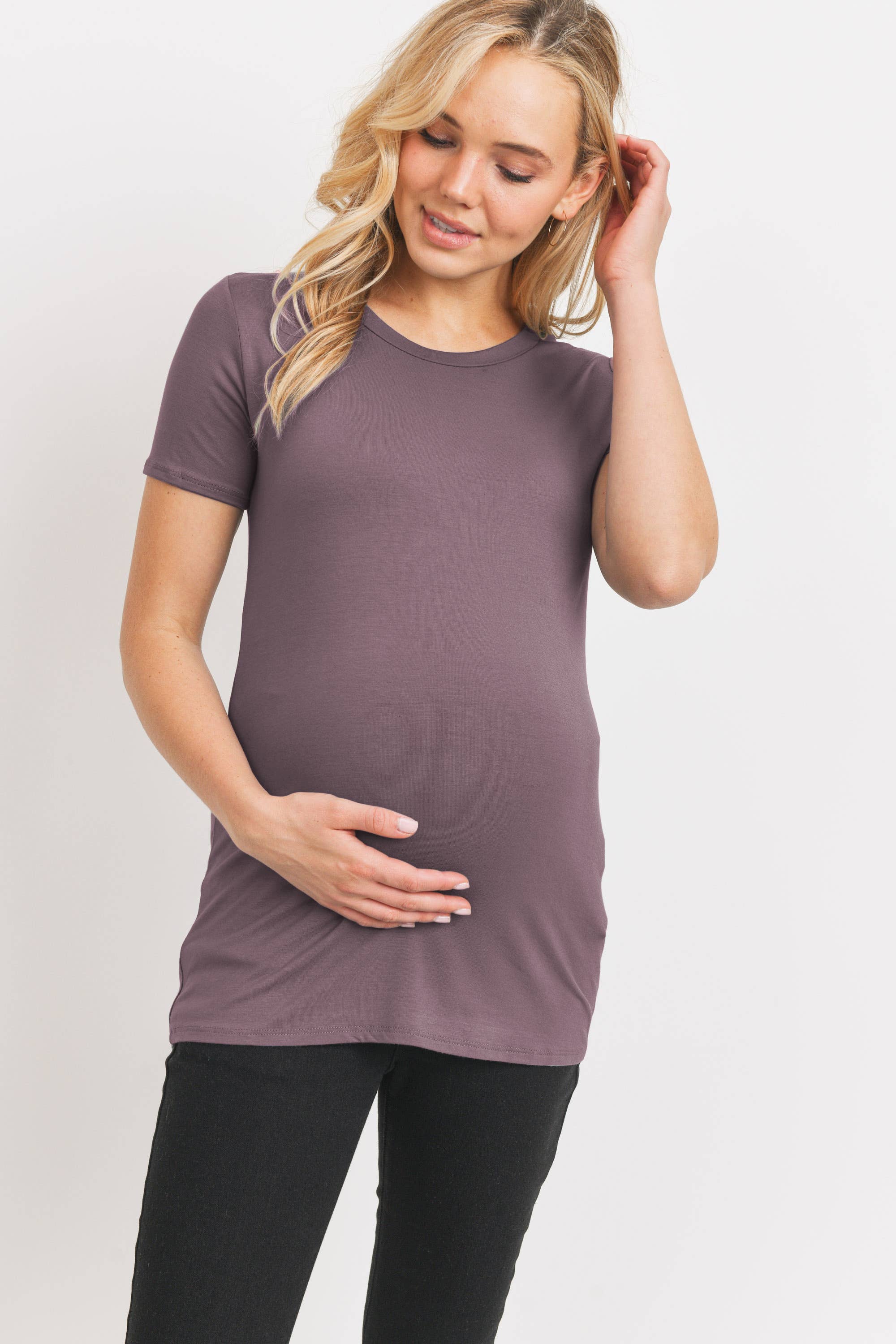 Mauve Basic Crew Neck T-Shirt