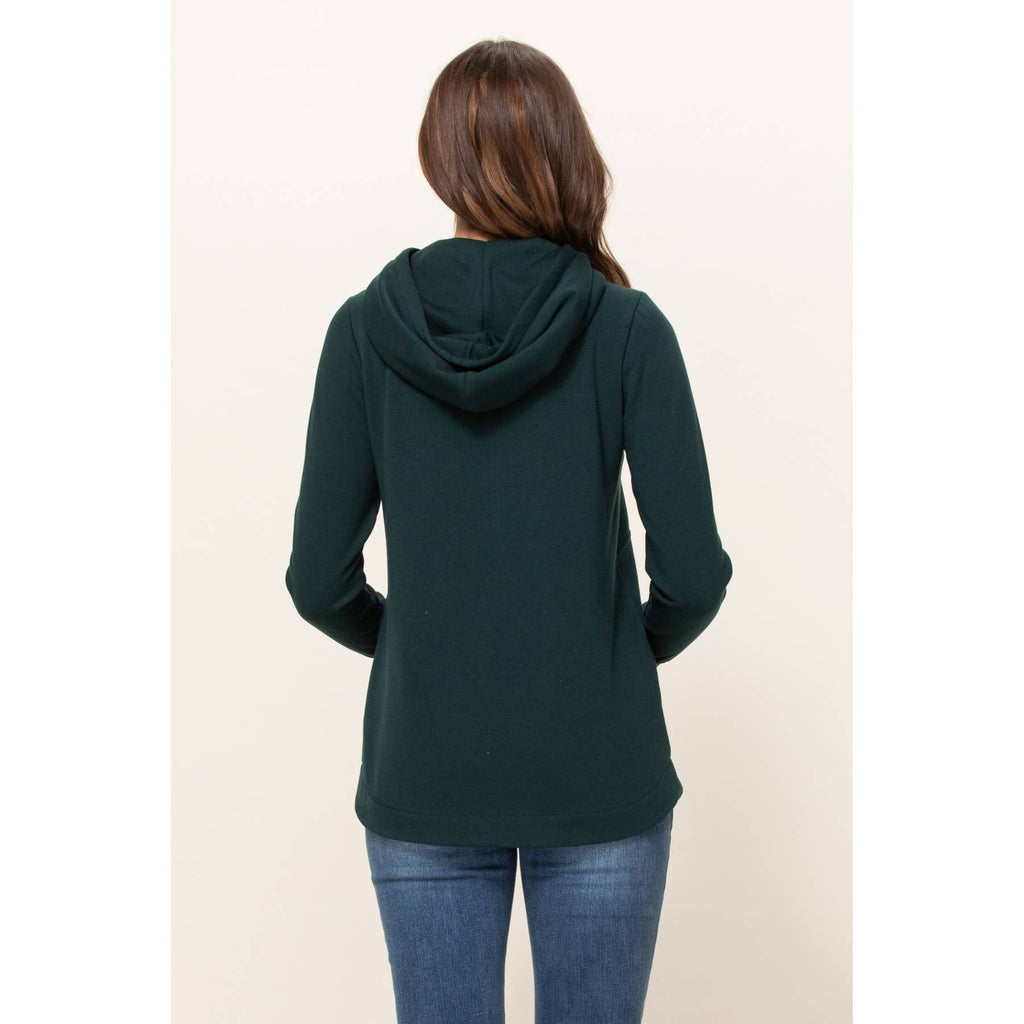 Black French Terry Half-Zip Maternity Nursing Hoodie