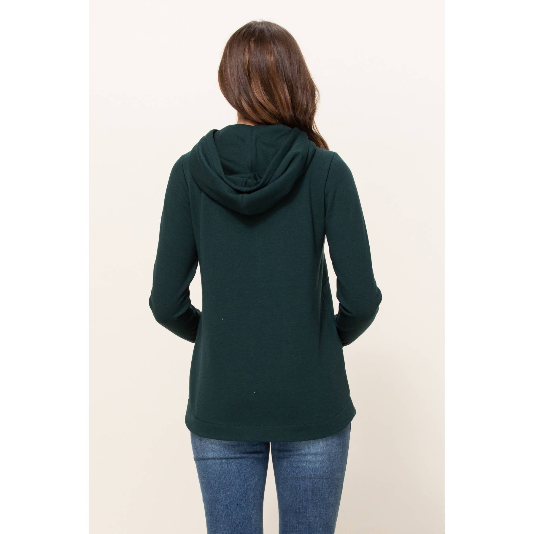 Hunter Green French Terry Half-Zip Maternity Nursing Hoodie