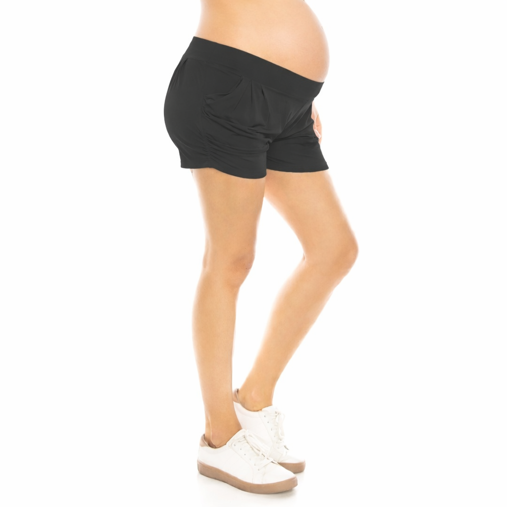 Black Under Belly Buttery Soft Harem Shorts