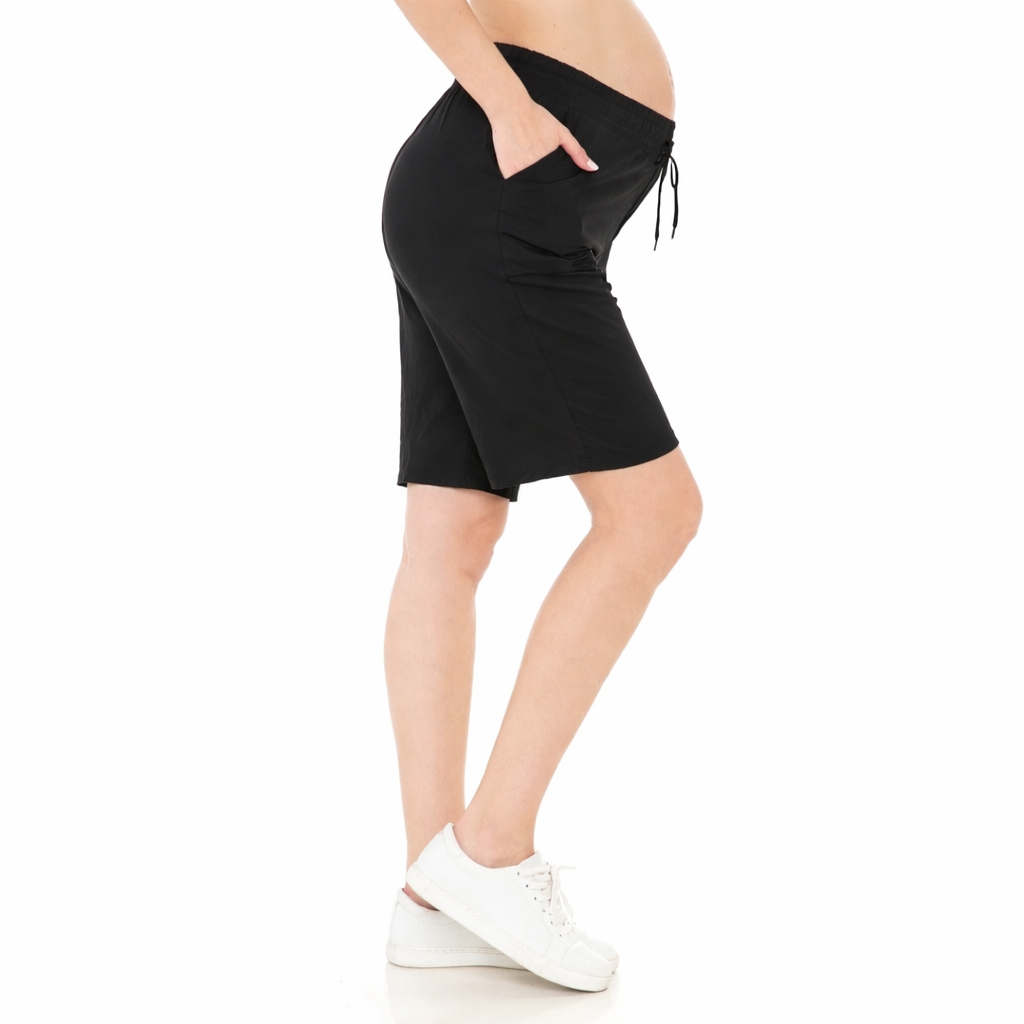 Black Buttery Soft Solid Jogger Shorts with Drawstring