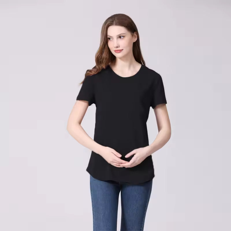 Black Horizontal Zipper Maternity to Nursing tee