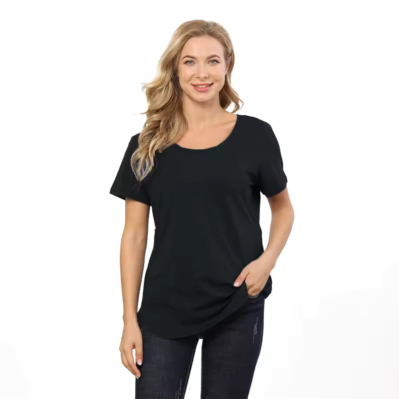 Black Double Diagonal Zipper Nursing Tee