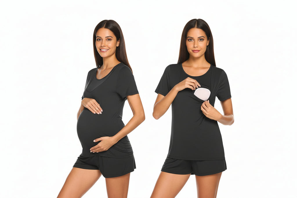 Black 2 Pc Maternity to Nursing Lounge Set