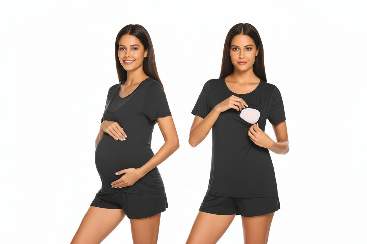 Black 2 Pc Maternity to Nursing Lounge Set