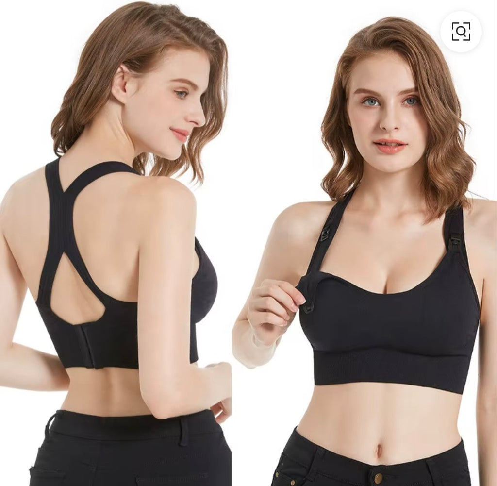 Black Seamless RacerBack Sports Bra