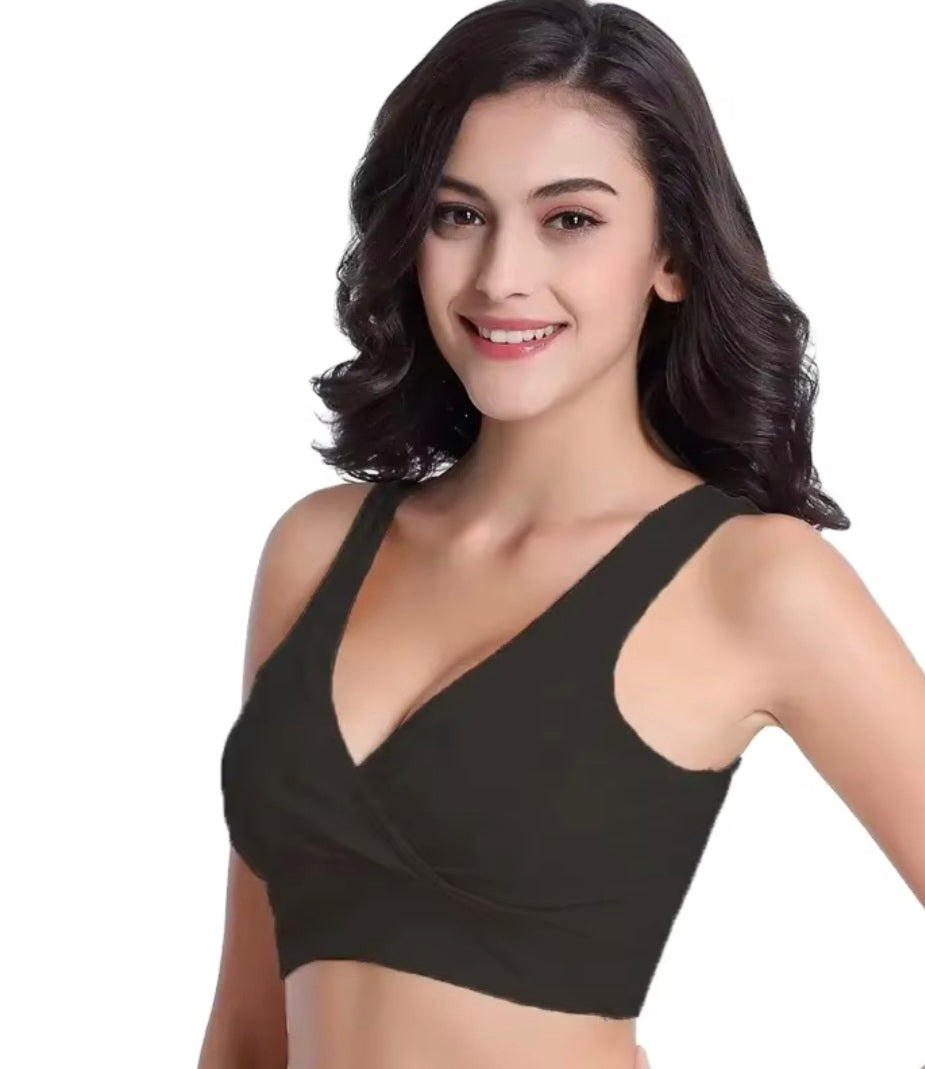 Black Criss Cross Sleep Bra