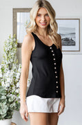 Black Button Down Nursing Friendly Tank