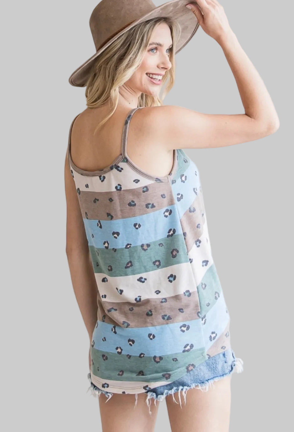 Leopard Print & Stripe Tank Top