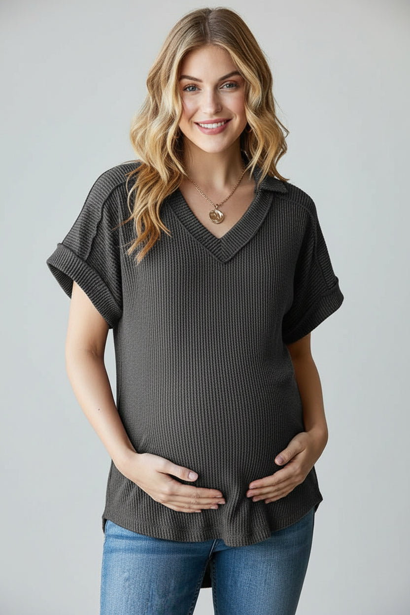 Charcoal Urban Ribbed Top