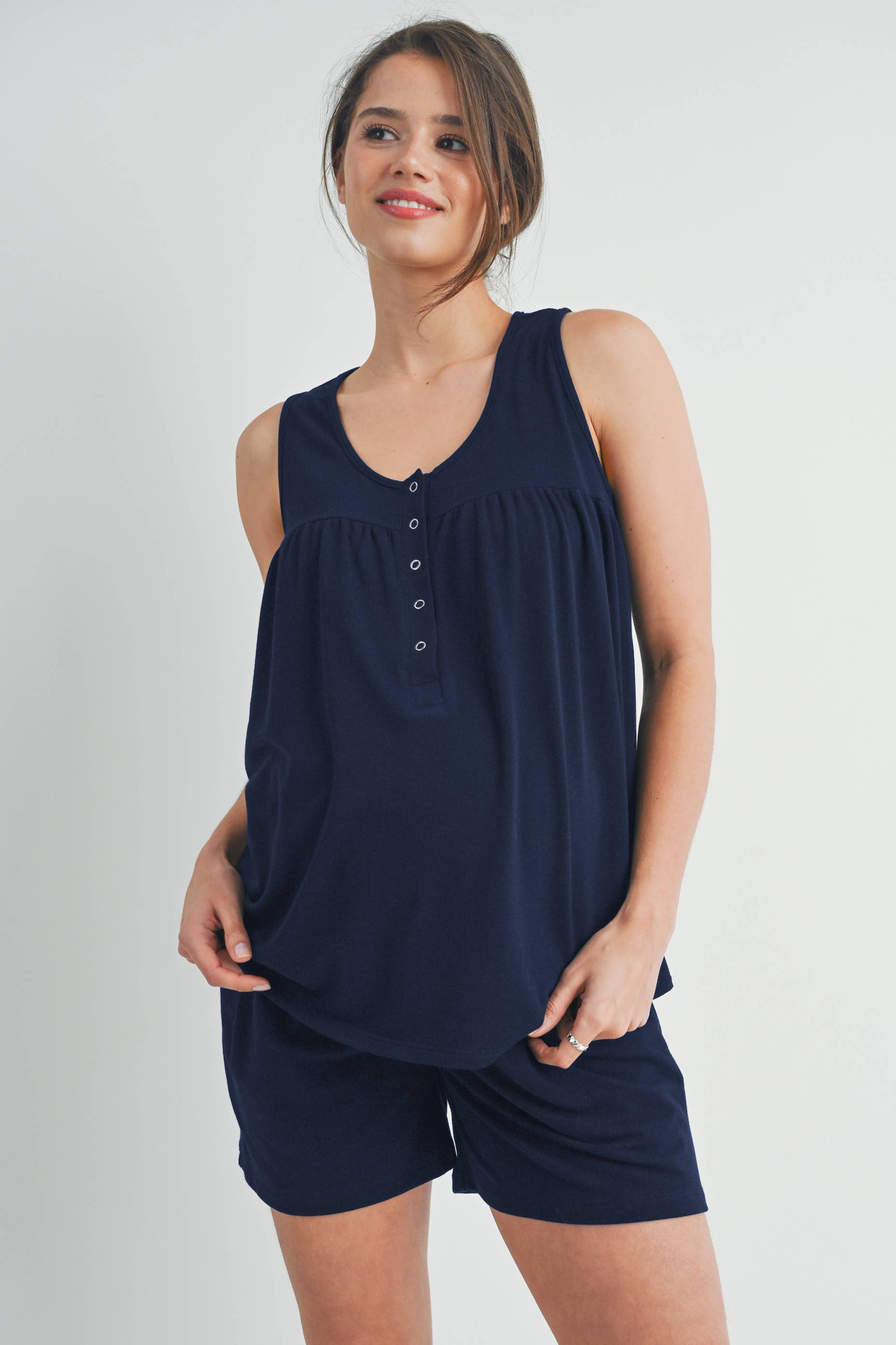 Black French Terry Maternity to Nursing Tank