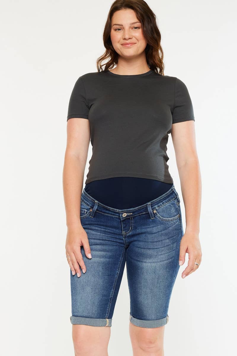 Kan Can Dark Wash Bermuda Denim Shorts