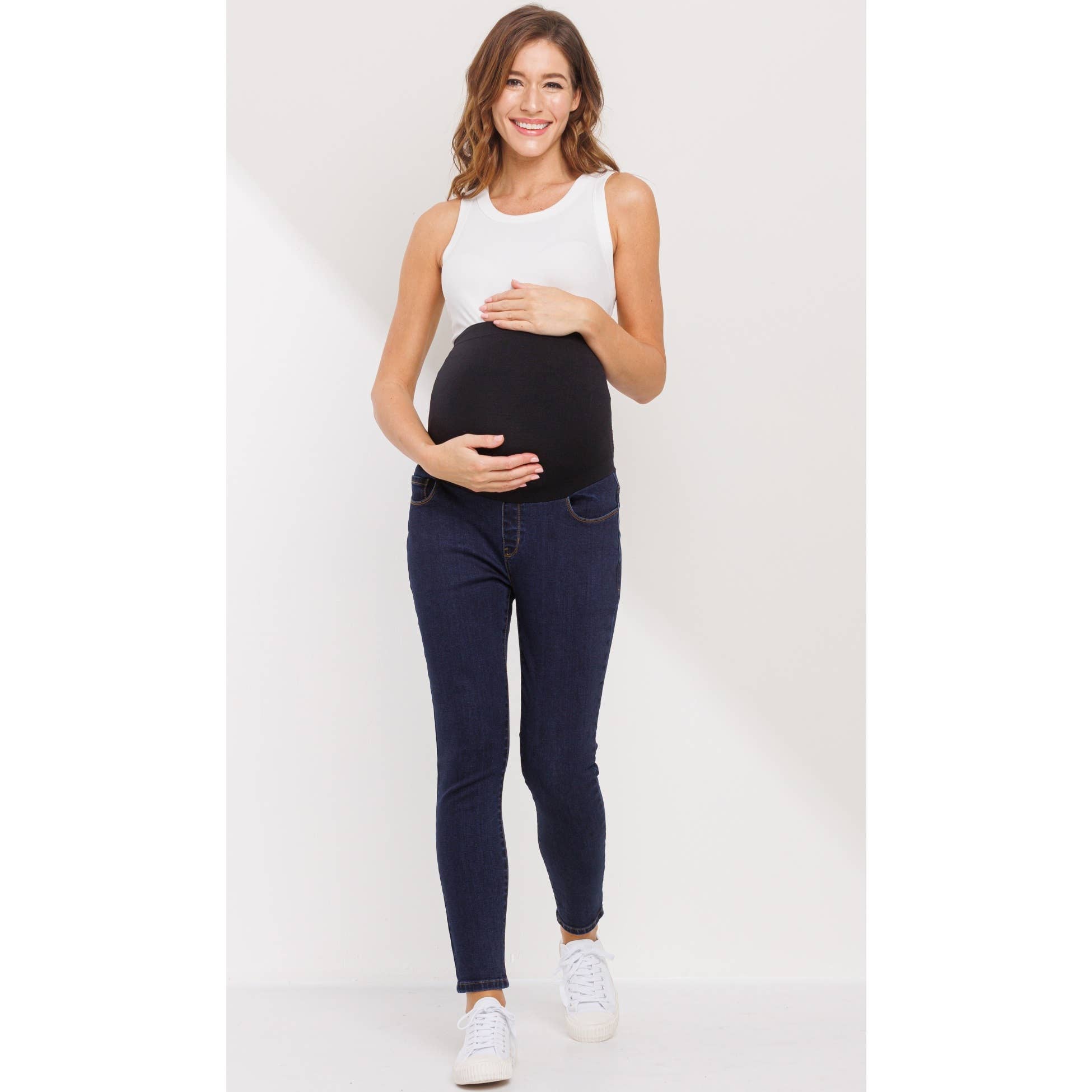 Dark Navy Stretch Maternity Skinny Jeans With Full Panel