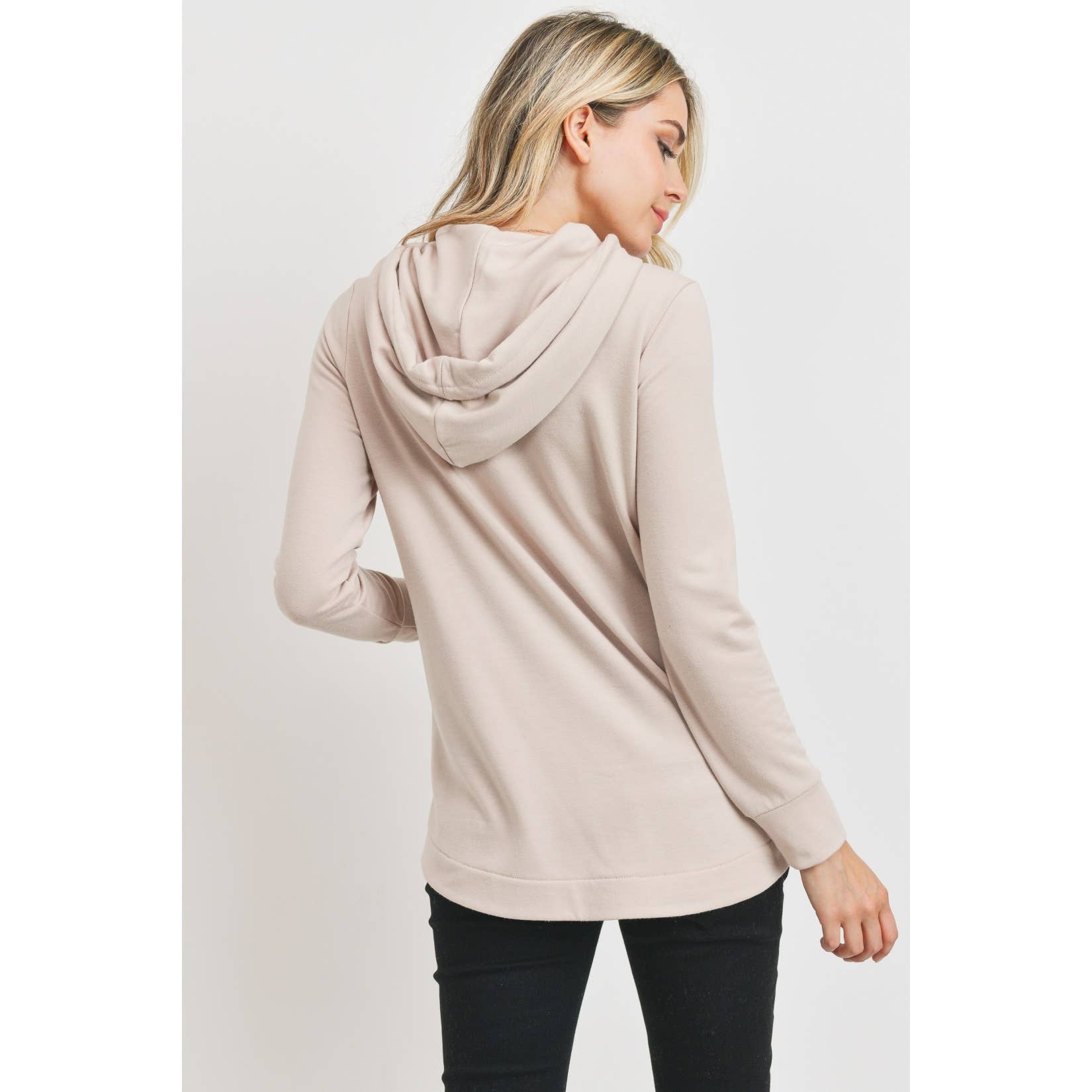 Mocha French Terry Half-Zip Maternity Nursing Hoodie