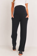 Black Straight Leg Maternity Terry Lounge Pants