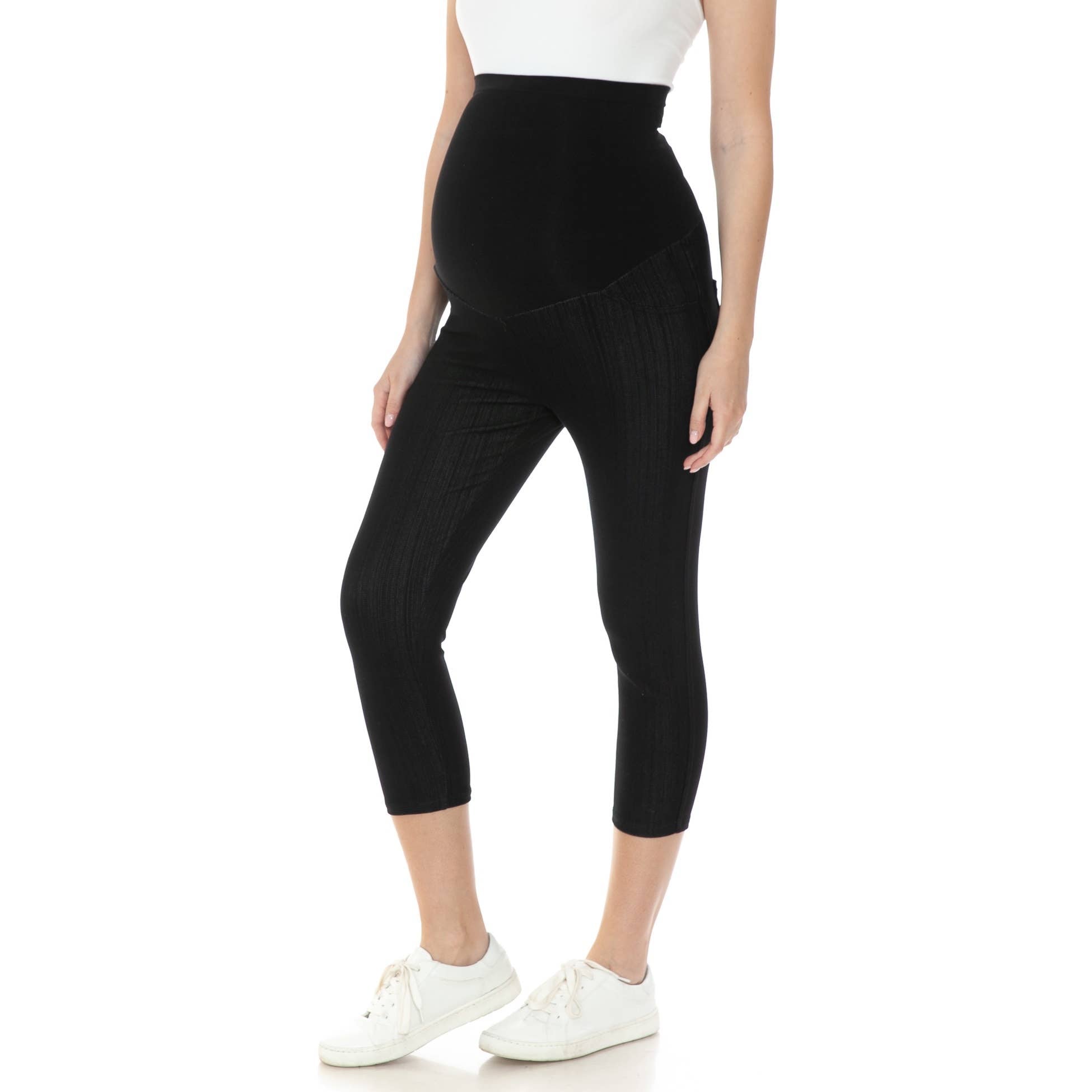 Navy Elastic Waist Band  Maternity 7/8 Jeggings