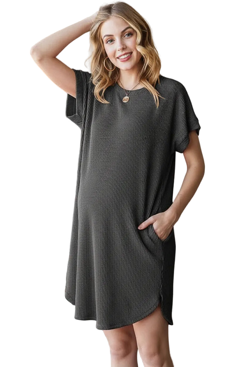 Charcoal Urban Ribbed Tee Dress