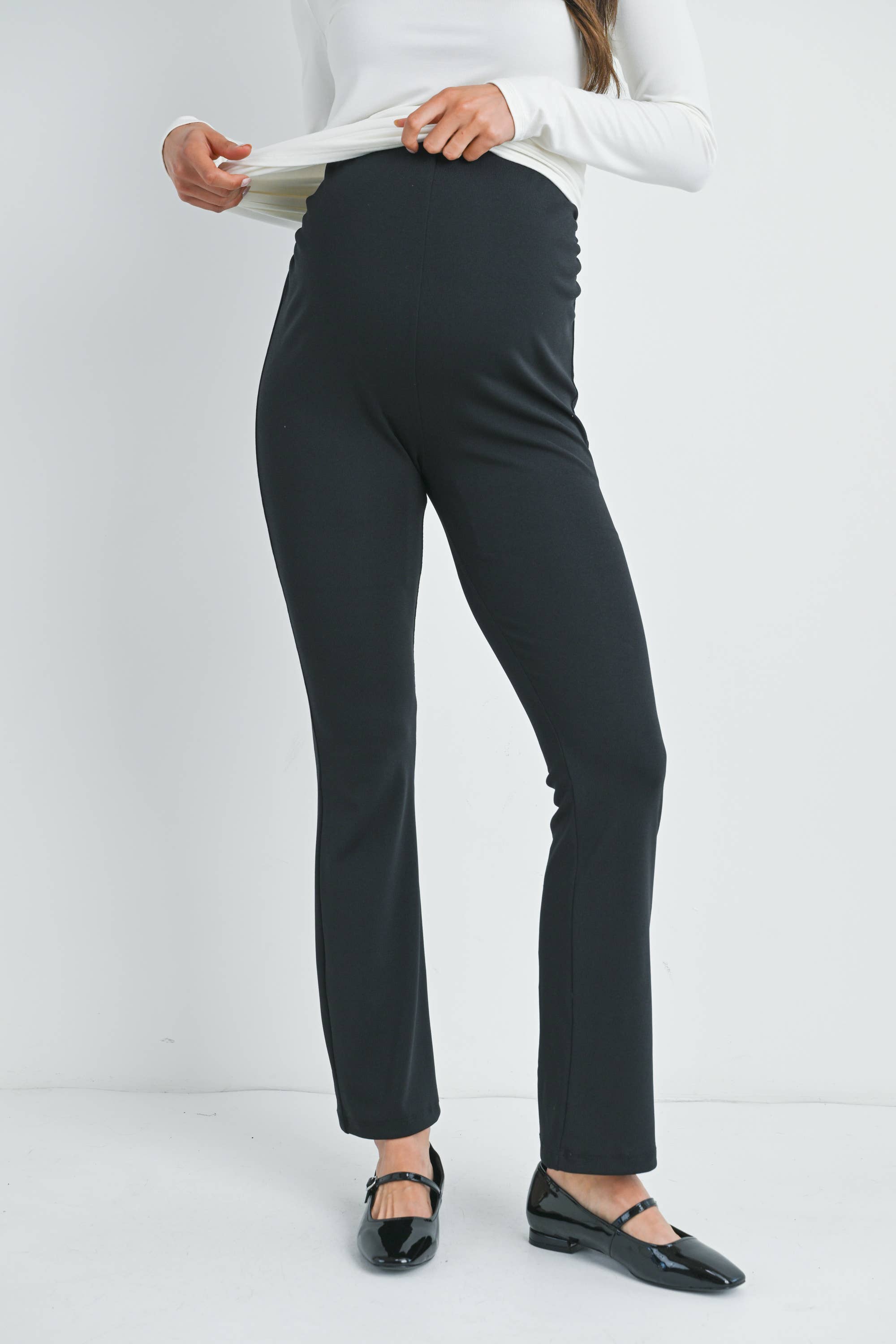 Black High Rise Maternity Flare Knit Pants