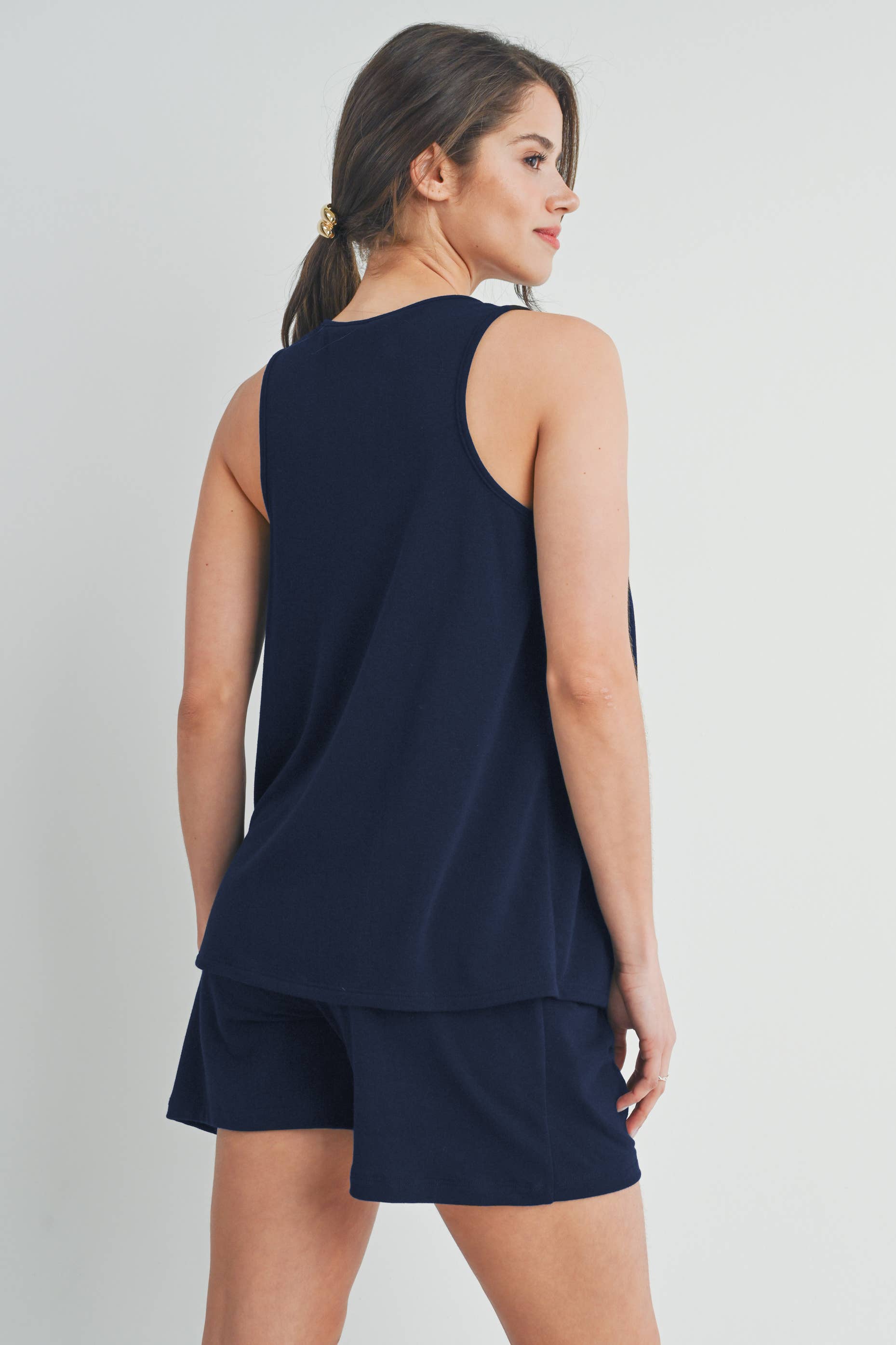 Black French Terry Maternity to Nursing Tank