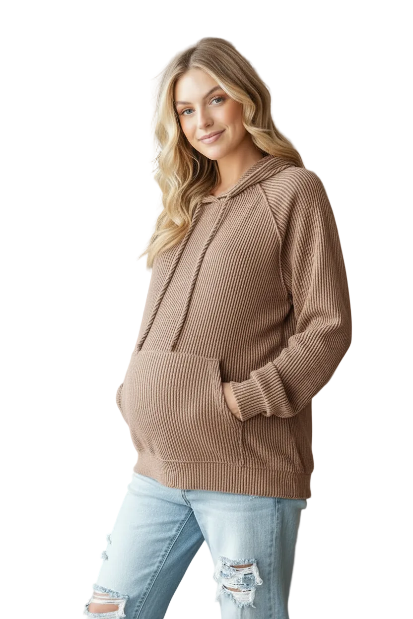 Caramel Urban Ribed Hoodie