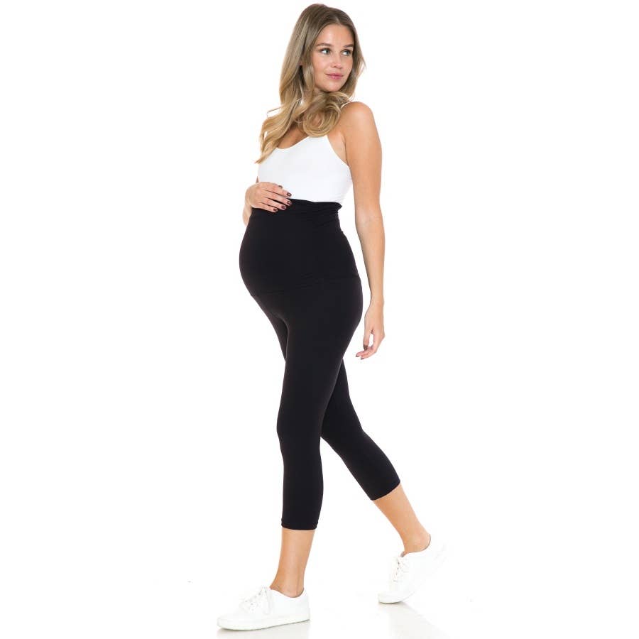 Brown Buttery Soft Ruched Maternity 7/8 Leggings