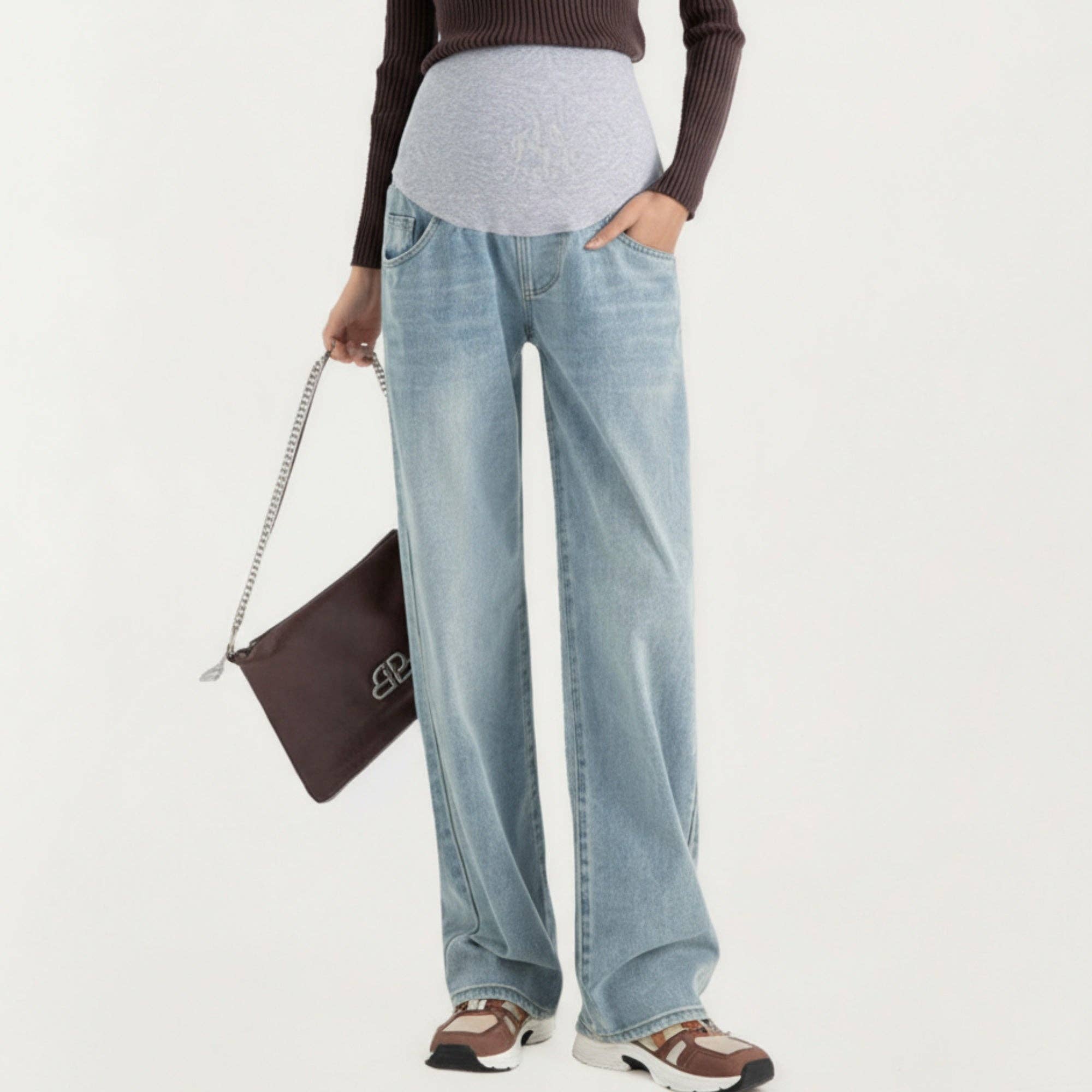 Wide Leg Maternity Jean with Adjustable Elastic