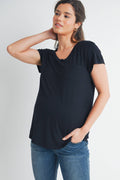 Round Neck Maternity Nursing Pocket T-Shirt