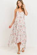 White Floral Print Sleeveless Maternity Midi Dress